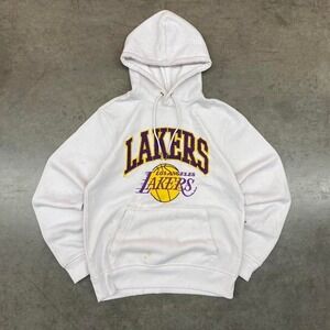 Los Angles Lakers logo hoodie white Y2K basketball pullover Mens M